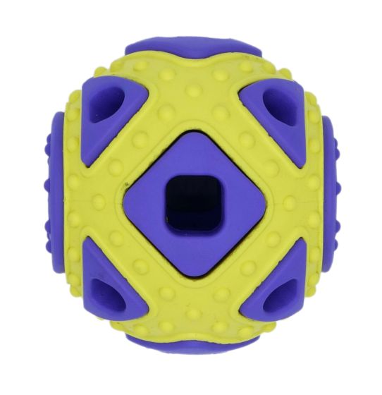 Budz Rubber Astro Squared With Treat Hole Yellow 2.5"